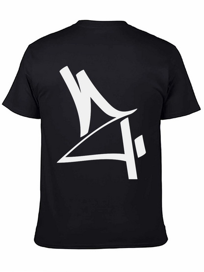 Camiseta Negra con Diseño Gráfico Moderno en Blanco