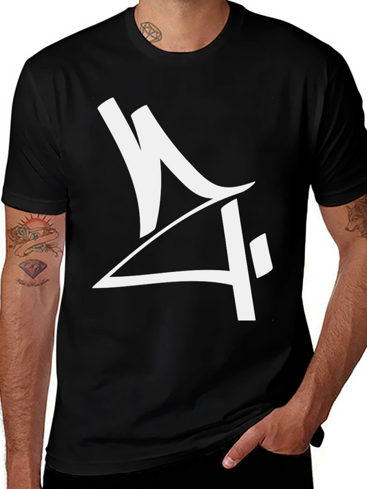 Camiseta Negra con Diseño Gráfico Moderno en Blanco