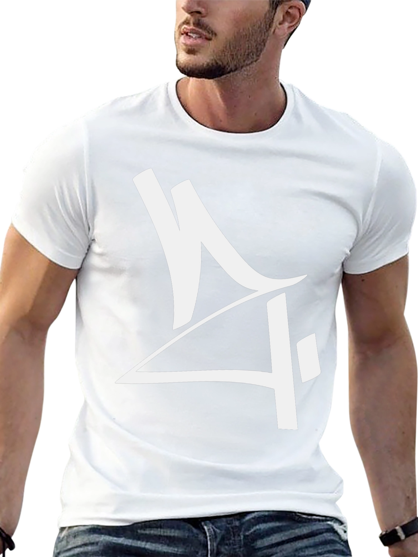 Camiseta Negra con Diseño Gráfico Moderno en Blanco