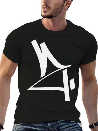 Camiseta Negra con Diseño Gráfico Moderno en Blanco