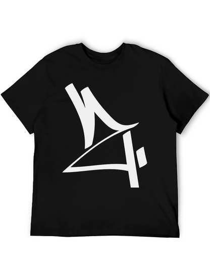 Camiseta Negra con Diseño Gráfico Moderno en Blanco