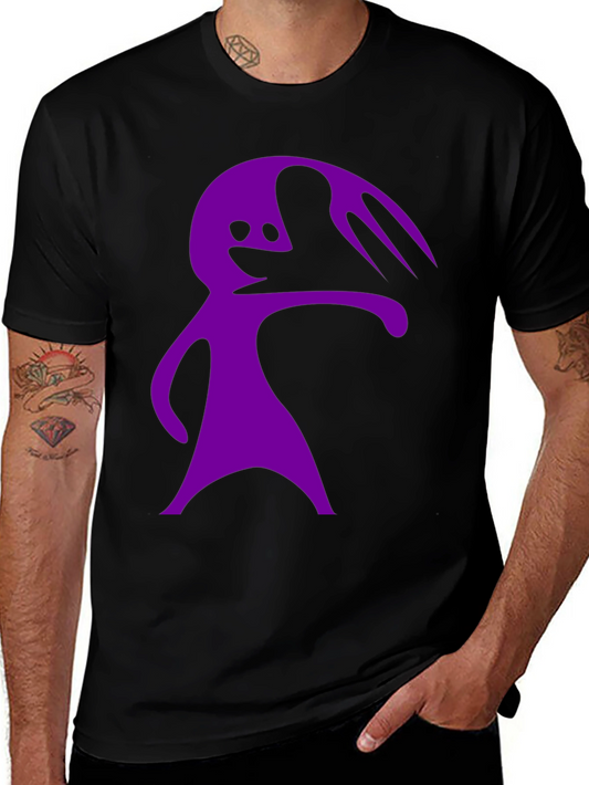 Camiseta Negra con Diseño Abstracto Morado