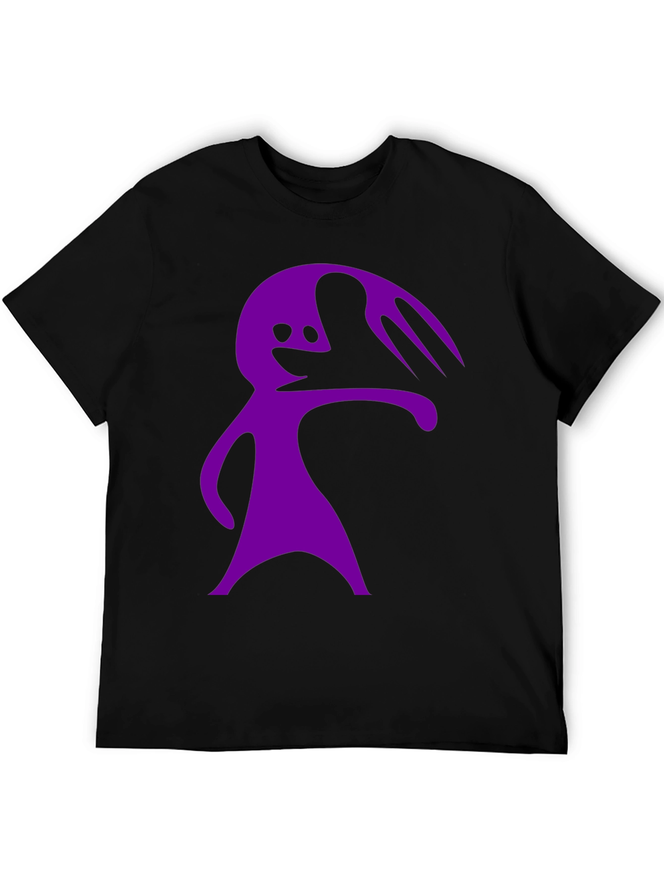 Camiseta Negra con Diseño Abstracto Morado