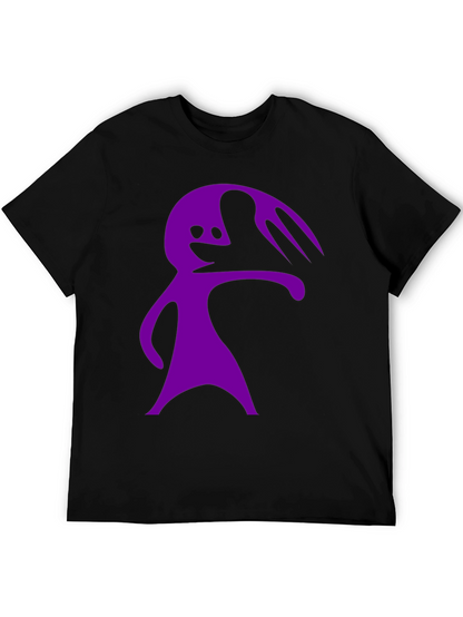 Camiseta Negra con Diseño Abstracto Morado