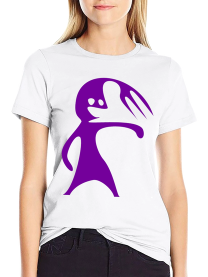 Camiseta Negra con Diseño Abstracto Morado