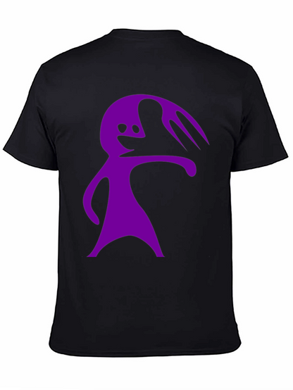 Camiseta Negra con Diseño Abstracto Morado