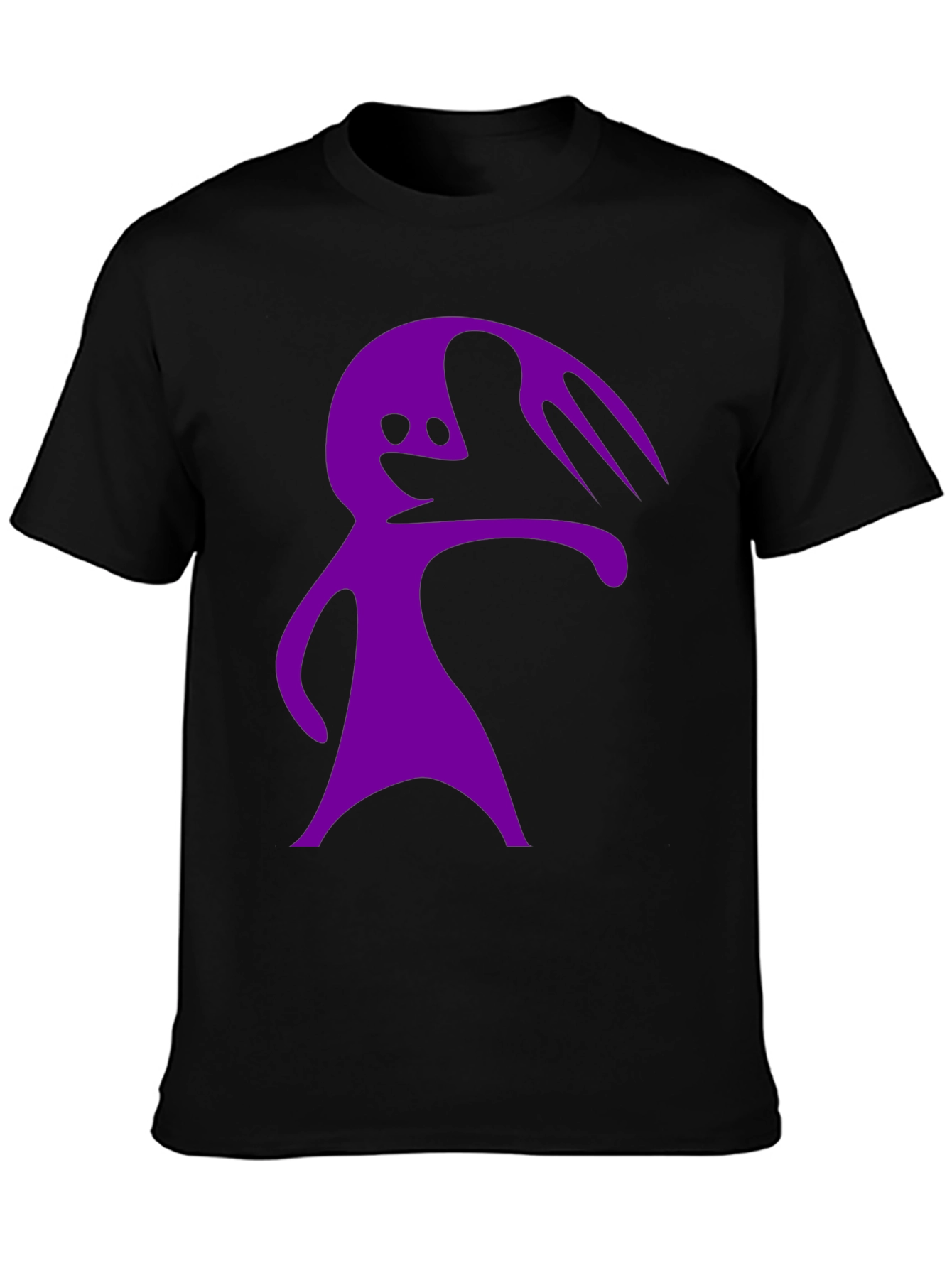 Camiseta Negra con Diseño Abstracto Morado