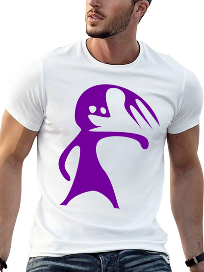 Camiseta Negra con Diseño Abstracto Morado