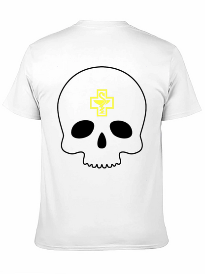 Camiseta Negra con Calavera y Símbolo Farmacéutico