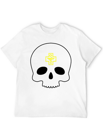 Camiseta Negra con Calavera y Símbolo Farmacéutico