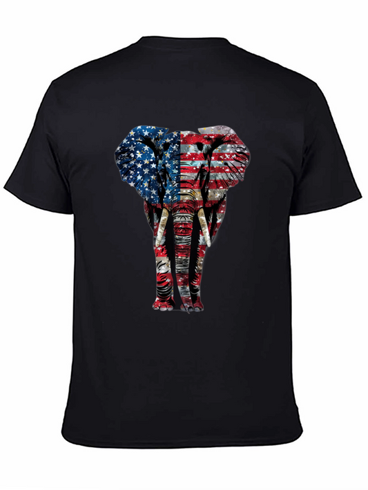 Camiseta Hombre Diseño Elefante Bandera Americana