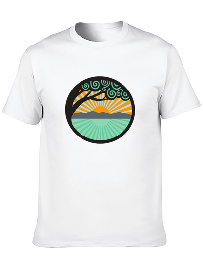 Camiseta Negra con Diseño de Naturaleza Circular