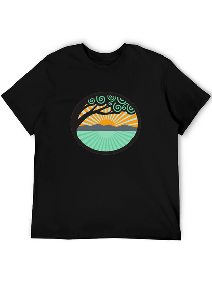 Camiseta Negra con Diseño de Naturaleza Circular