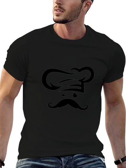 Camiseta Negra Chef Bigote Diseño Único