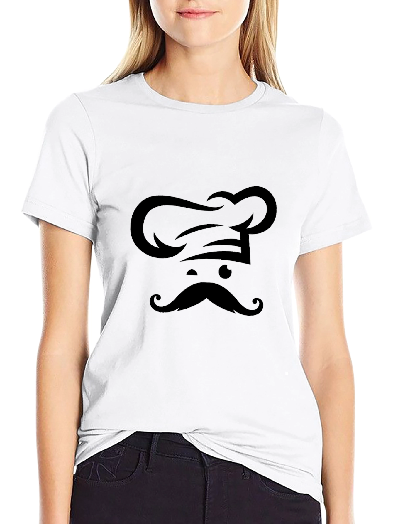 Camiseta Negra Chef Bigote Diseño Único