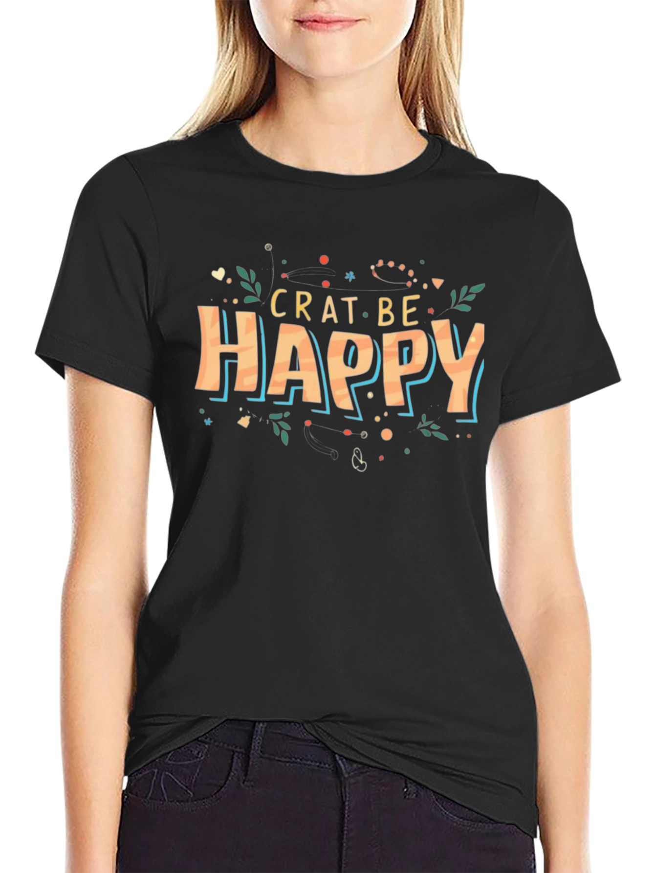 Camiseta Negra Crat Be Happy para Hombre
