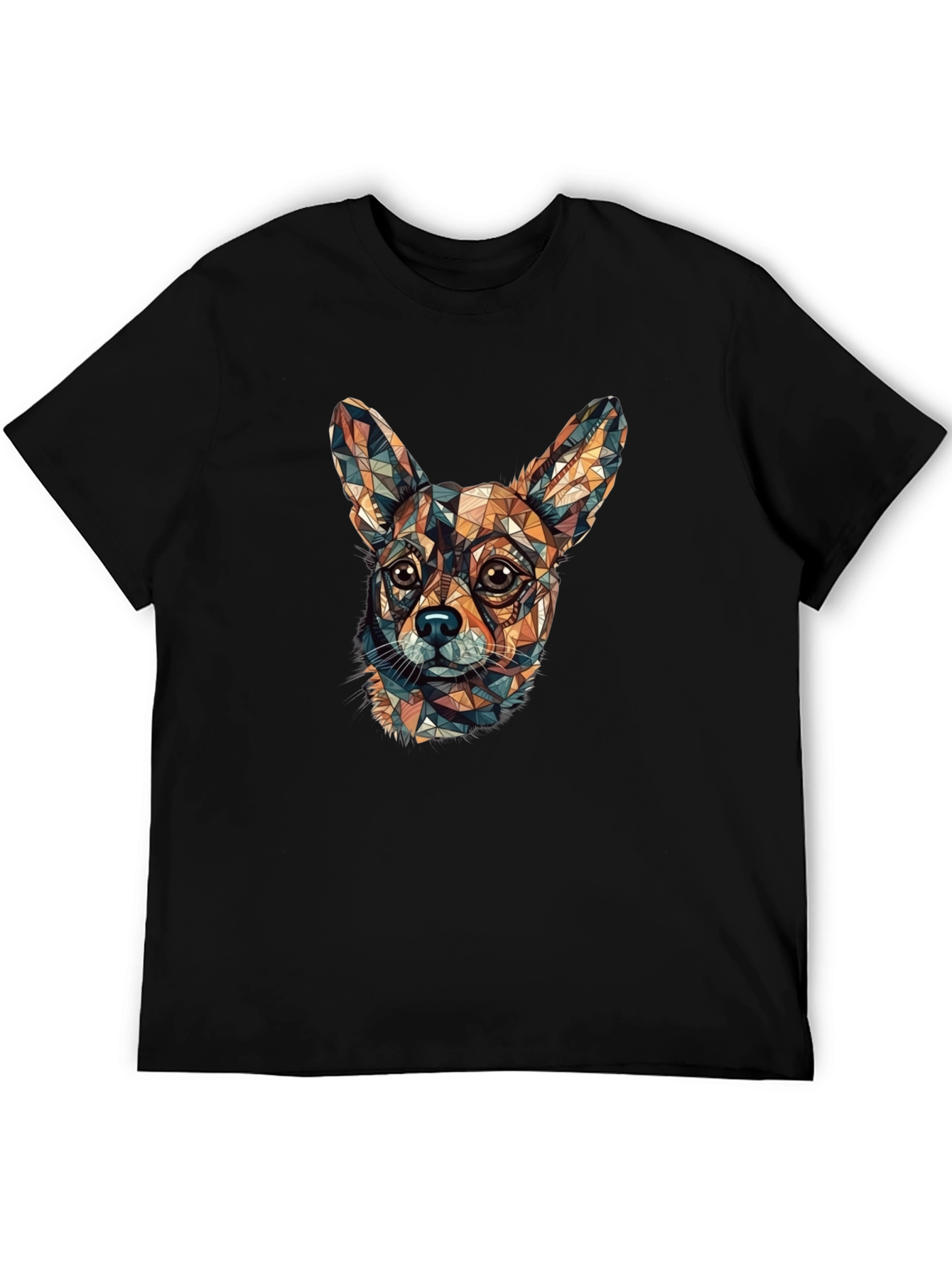 Camiseta Negra con Diseño Geométrico de Chihuahua
