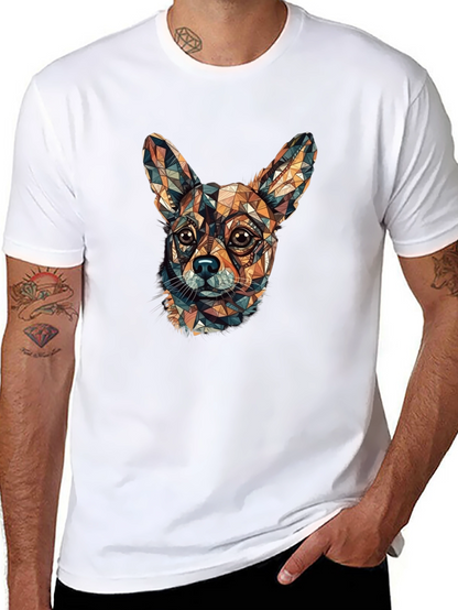 Camiseta Negra con Diseño Geométrico de Chihuahua