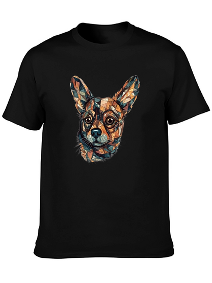 Camiseta Negra con Diseño Geométrico de Chihuahua