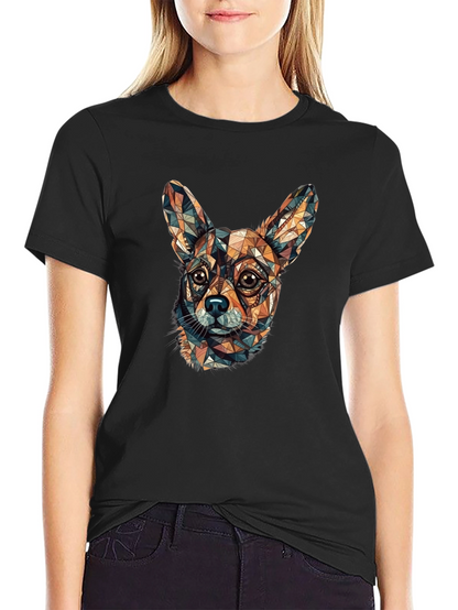 Camiseta Negra con Diseño Geométrico de Chihuahua