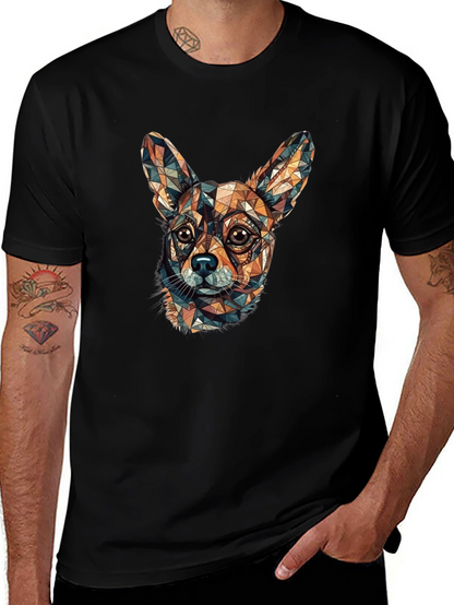 Camiseta Negra con Diseño Geométrico de Chihuahua