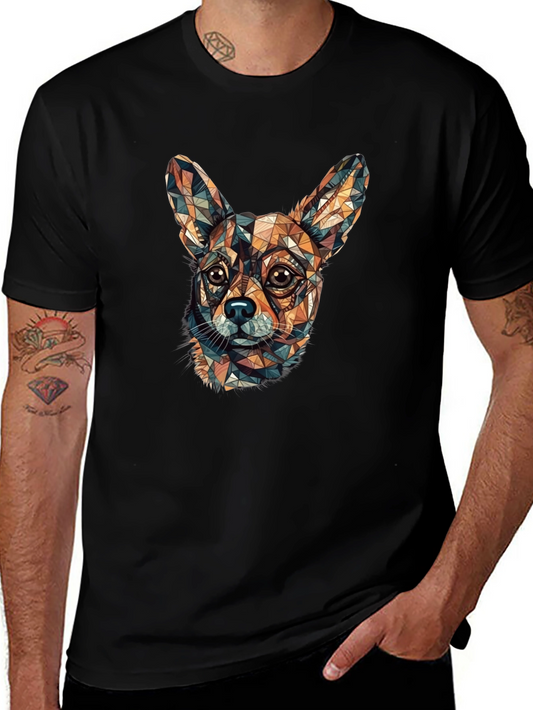 Camiseta Negra con Diseño Geométrico de Chihuahua