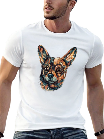 Camiseta Negra con Diseño Geométrico de Chihuahua