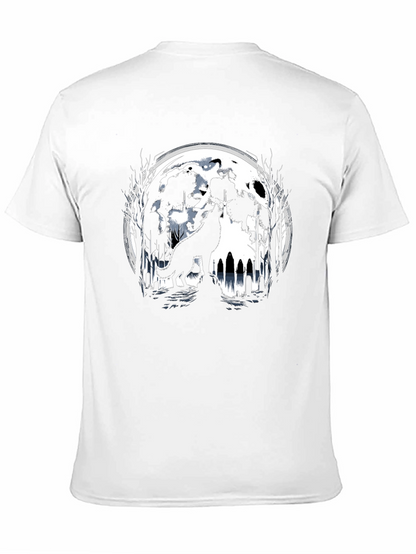 Camiseta Negra Lobo Aullando Luna