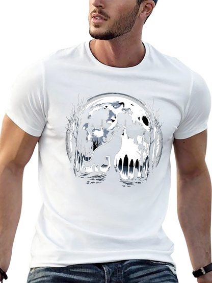 Camiseta Negra Lobo Aullando Luna
