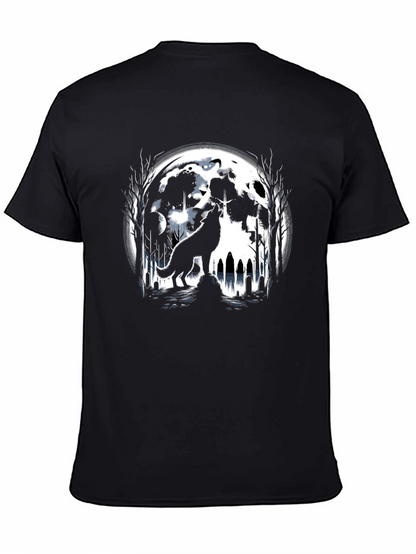 Camiseta Negra Lobo Aullando Luna