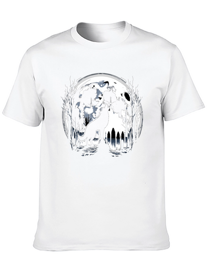Camiseta Negra Lobo Aullando Luna