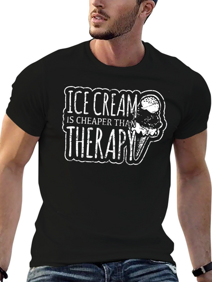 Camiseta Negra: Ice Cream is Cheaper Than Therapy