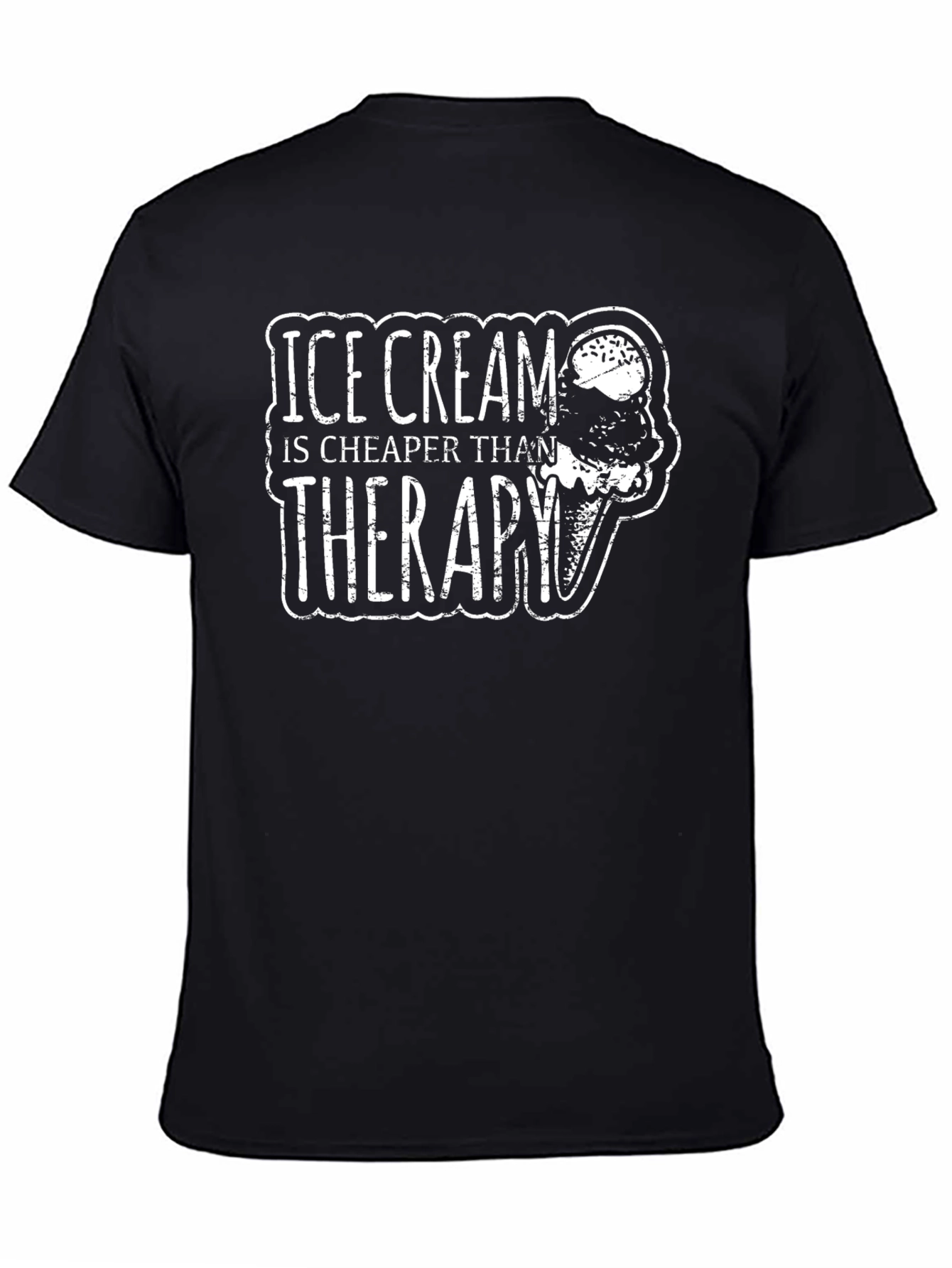 Camiseta Negra: Ice Cream is Cheaper Than Therapy