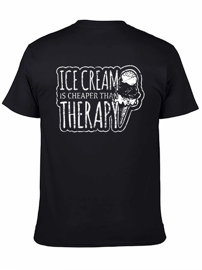 Camiseta Negra: Ice Cream is Cheaper Than Therapy