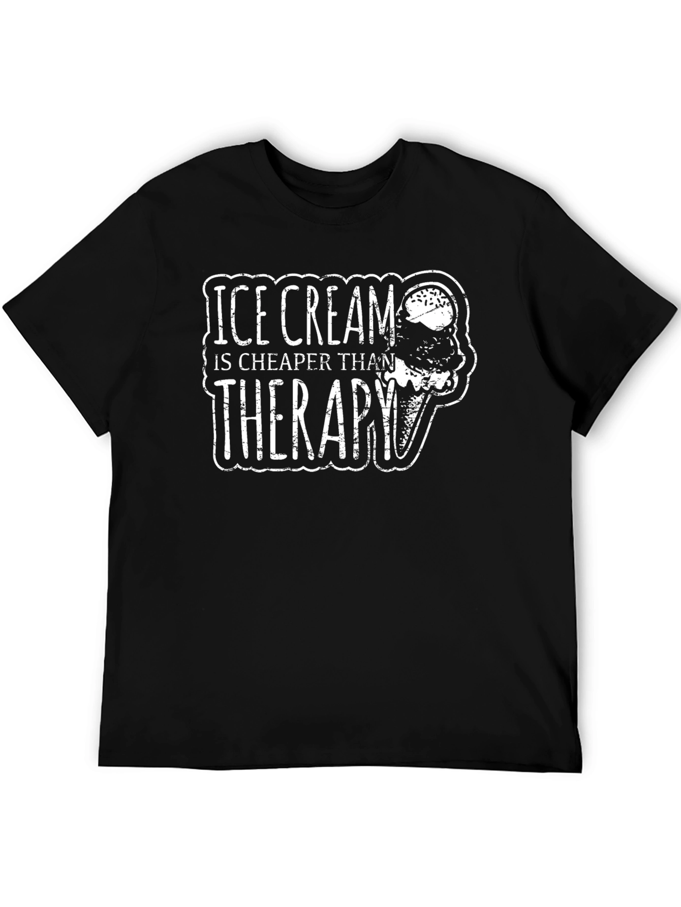Camiseta Negra: Ice Cream is Cheaper Than Therapy