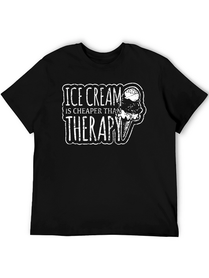 Camiseta Negra: Ice Cream is Cheaper Than Therapy