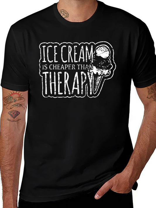 Camiseta Negra: Ice Cream is Cheaper Than Therapy