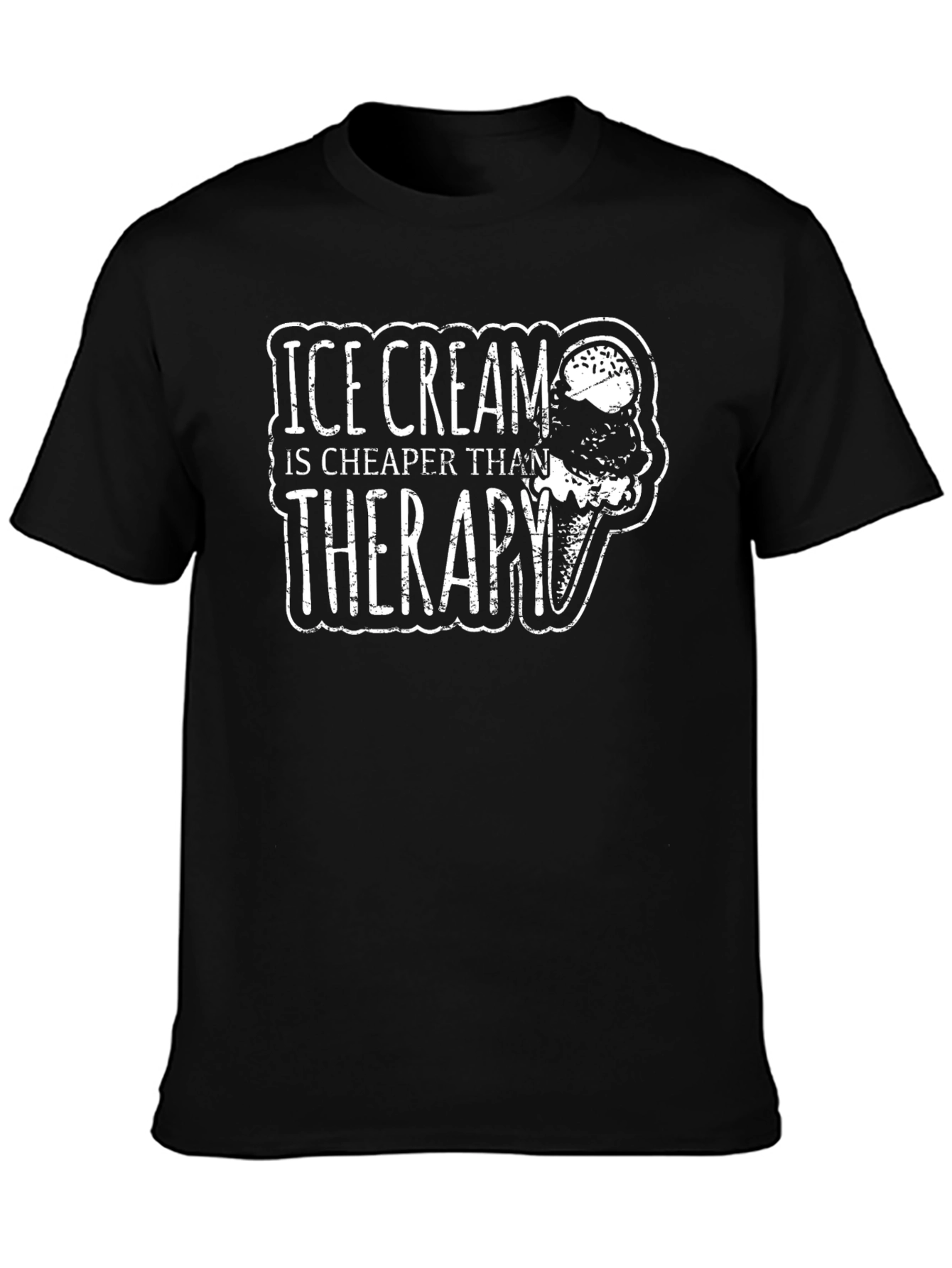 Camiseta Negra: Ice Cream is Cheaper Than Therapy