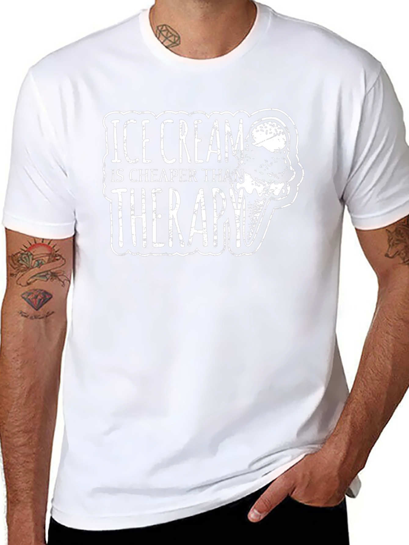 Camiseta Negra: Ice Cream is Cheaper Than Therapy