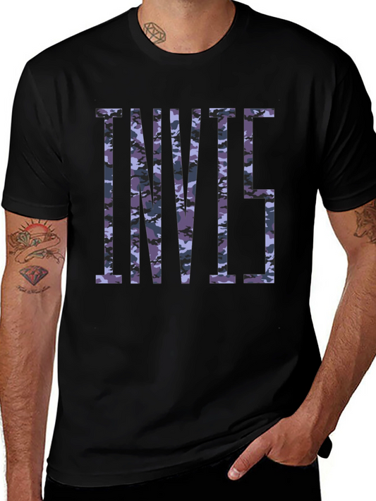 Camiseta Negra Estampada Camuflaje INVII5