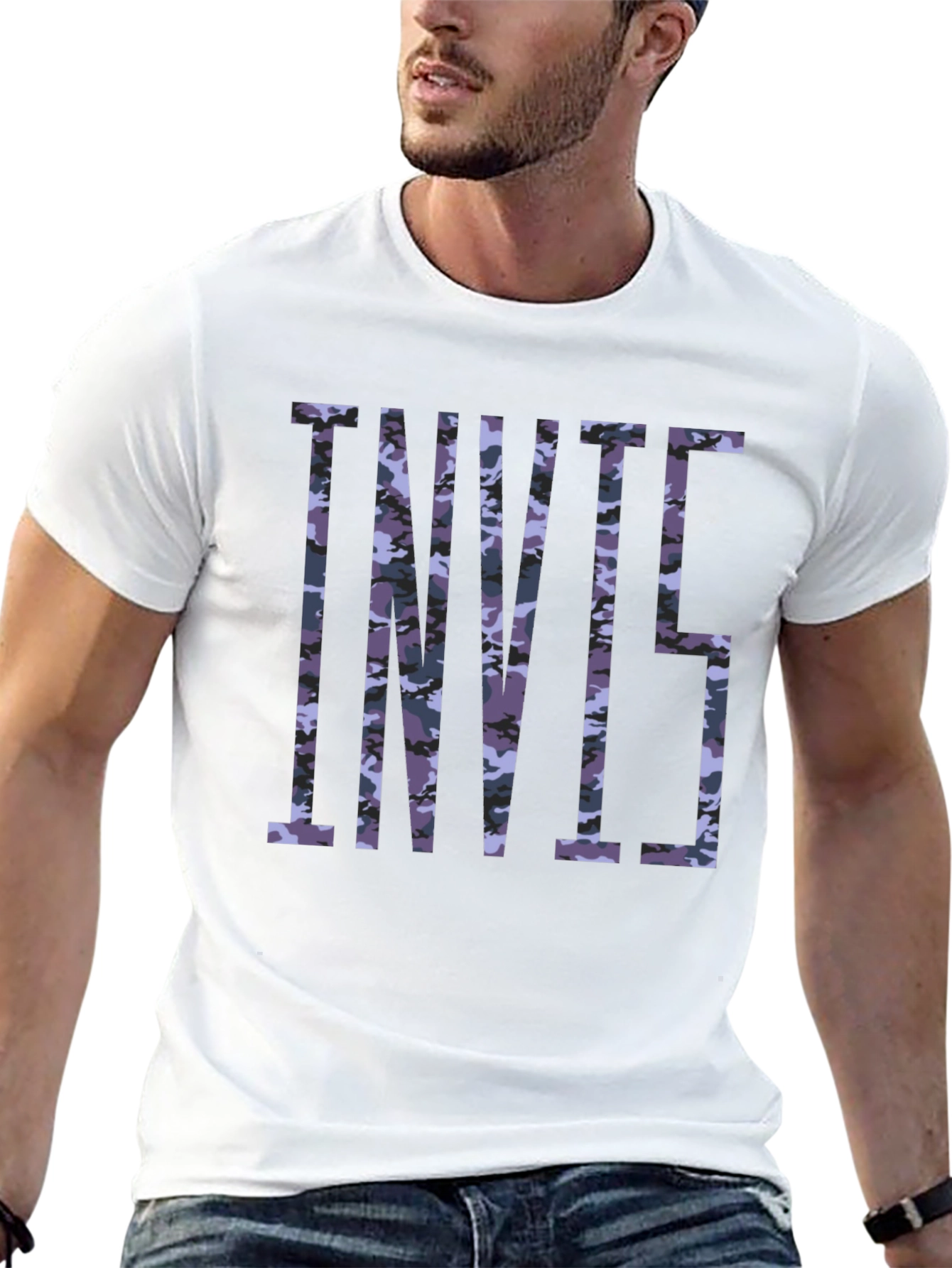 Camiseta Negra Estampada Camuflaje INVII5