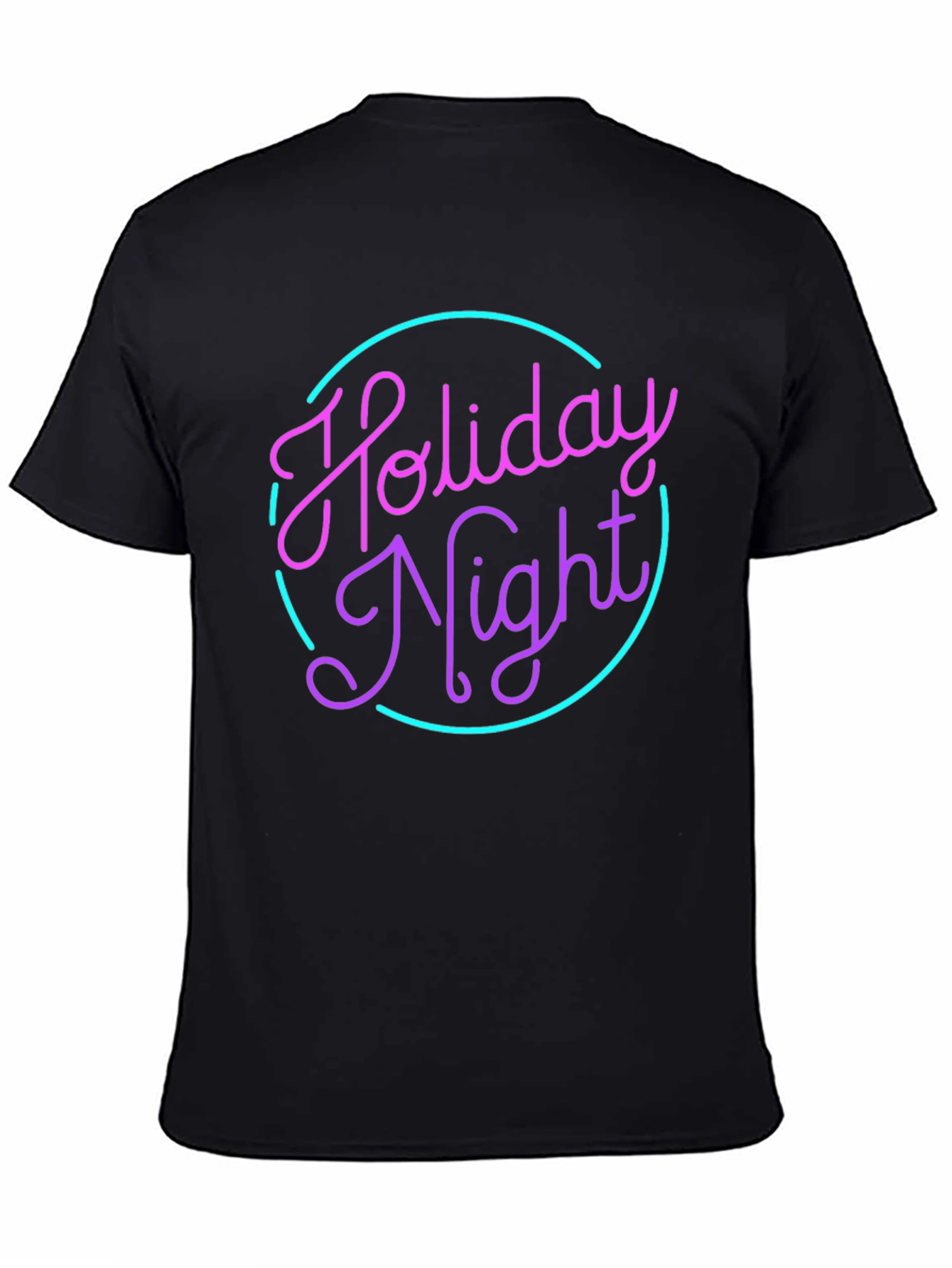 Camiseta Negra Holiday Night Neón