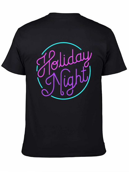 Camiseta Negra Holiday Night Neón