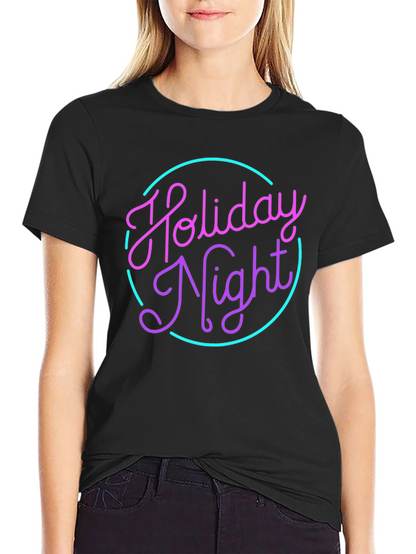 Camiseta Negra Holiday Night Neón