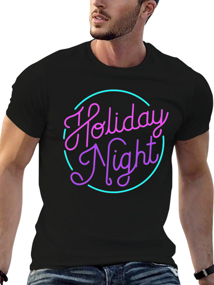 Camiseta Negra Holiday Night Neón