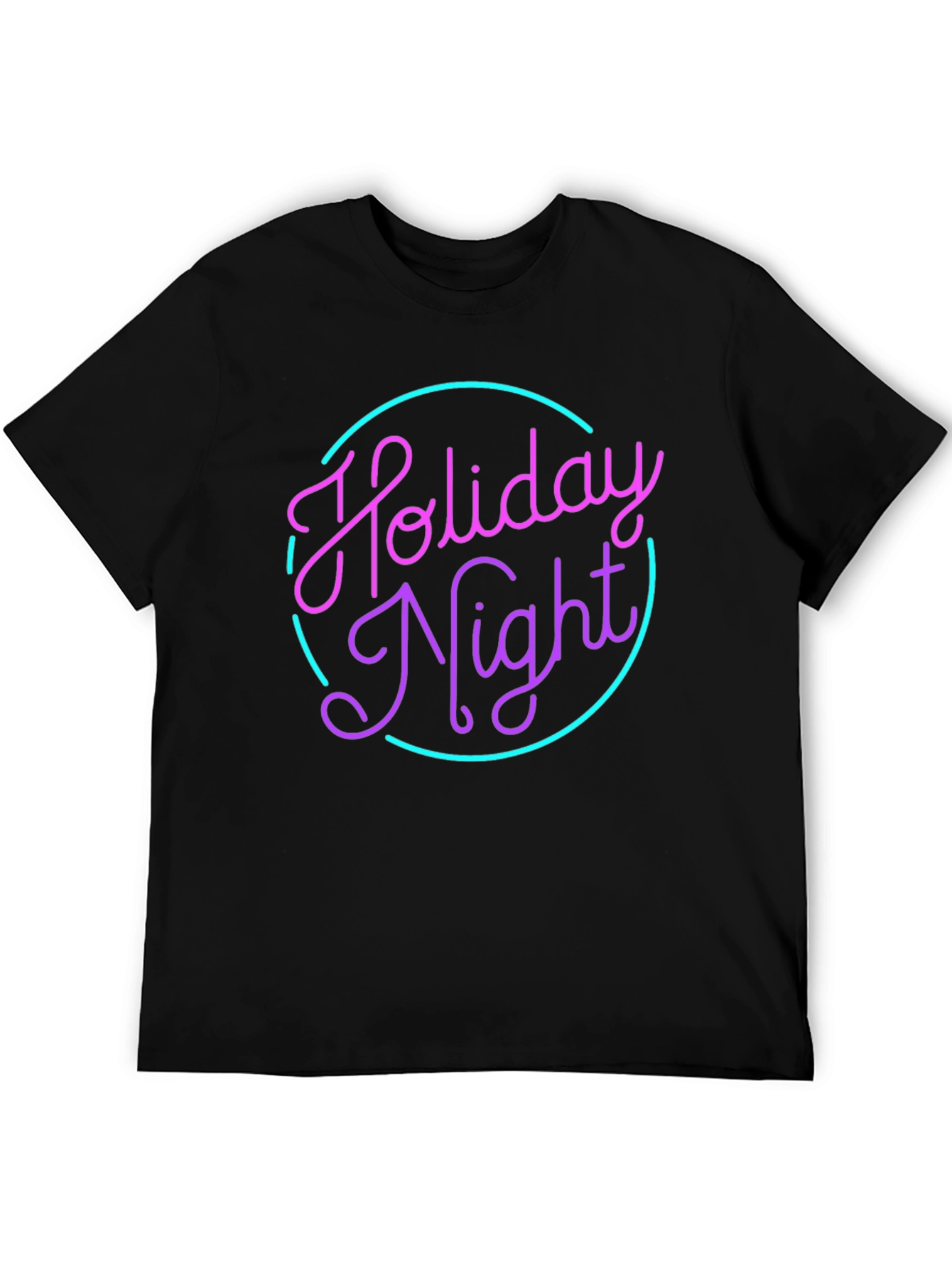 Camiseta Negra Holiday Night Neón