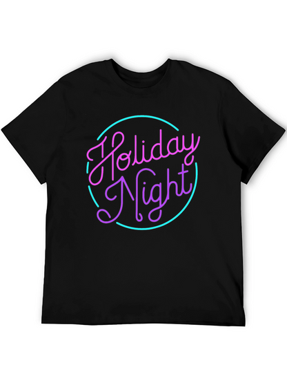Camiseta Negra Holiday Night Neón