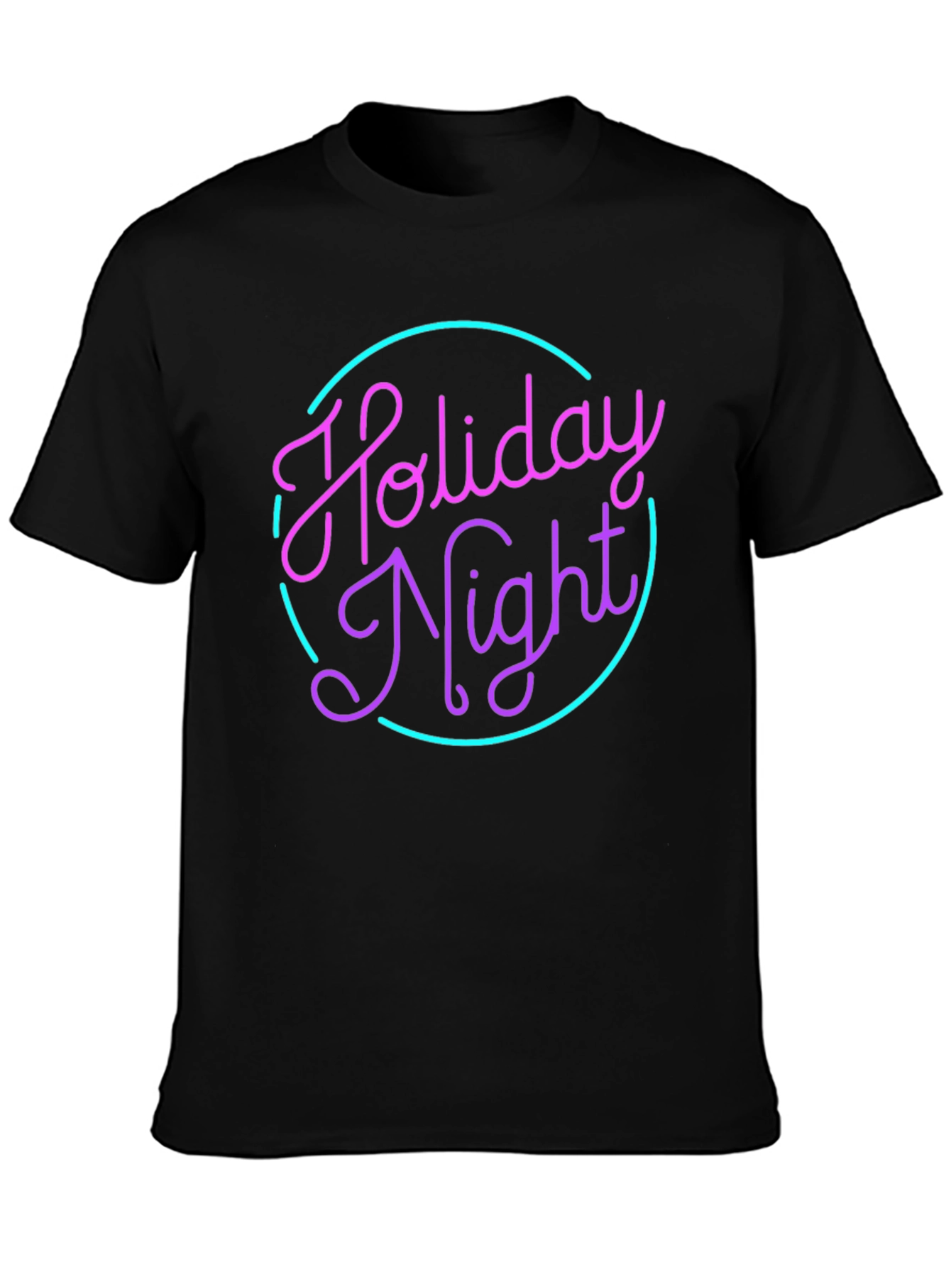 Camiseta Negra Holiday Night Neón