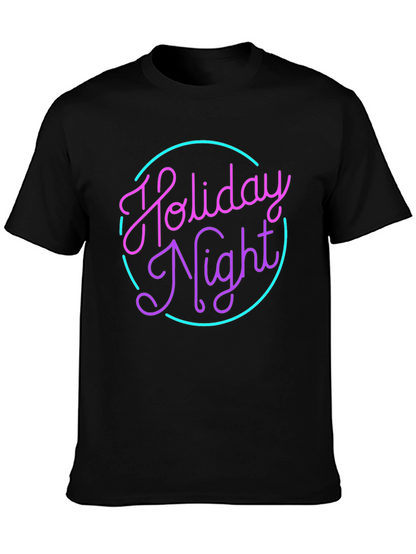 Camiseta Negra Holiday Night Neón
