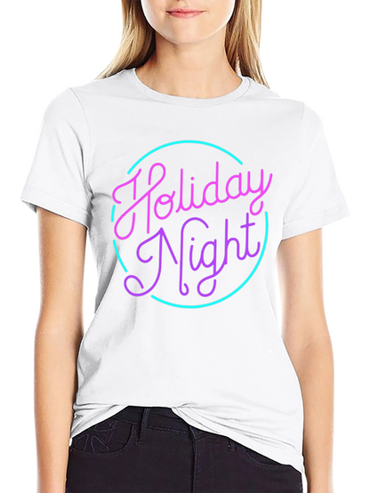 Camiseta Negra Holiday Night Neón